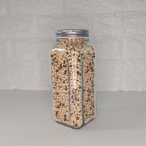 جار و بانکه شیشه ای کندی 20 سانتی حبوبات 750 گرمی درب کانتینری فلزی بهداشتی  (سایز 2) با درب کانتینری فلزی بهداشتی